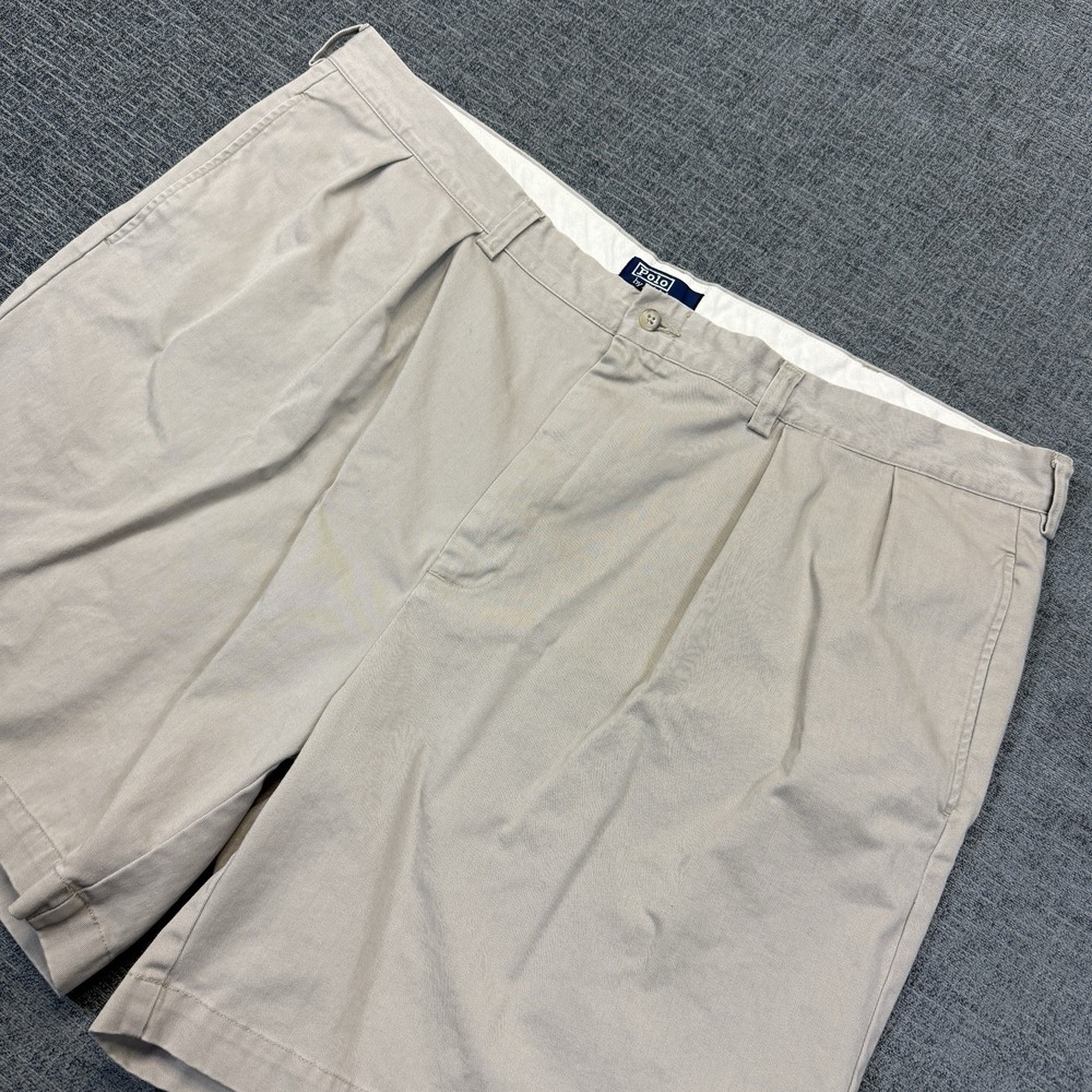 Polo Ralph Lauren Shorts Men's 48 Beige Pleated Chino Classic USA